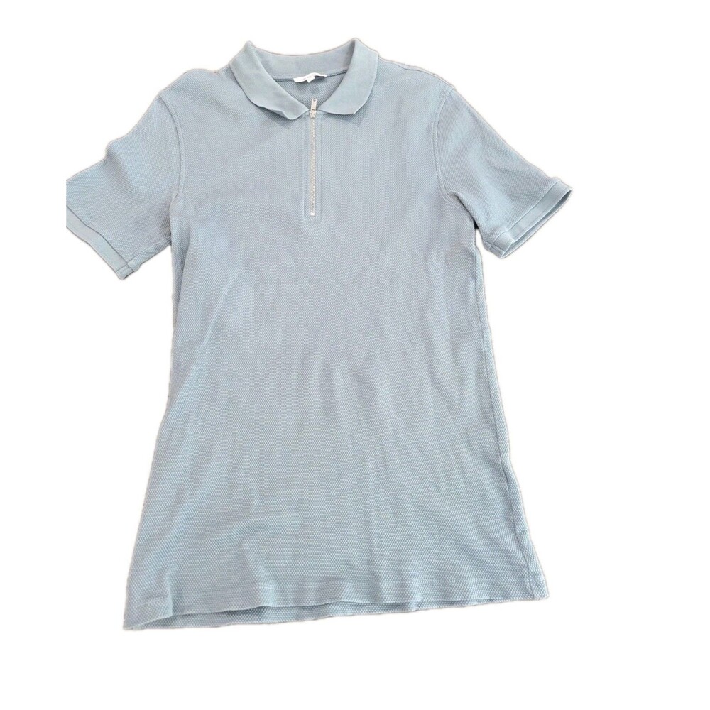 Reiss Mens Quarter Zip Designer Polo Tee Sz XS Blue Gray